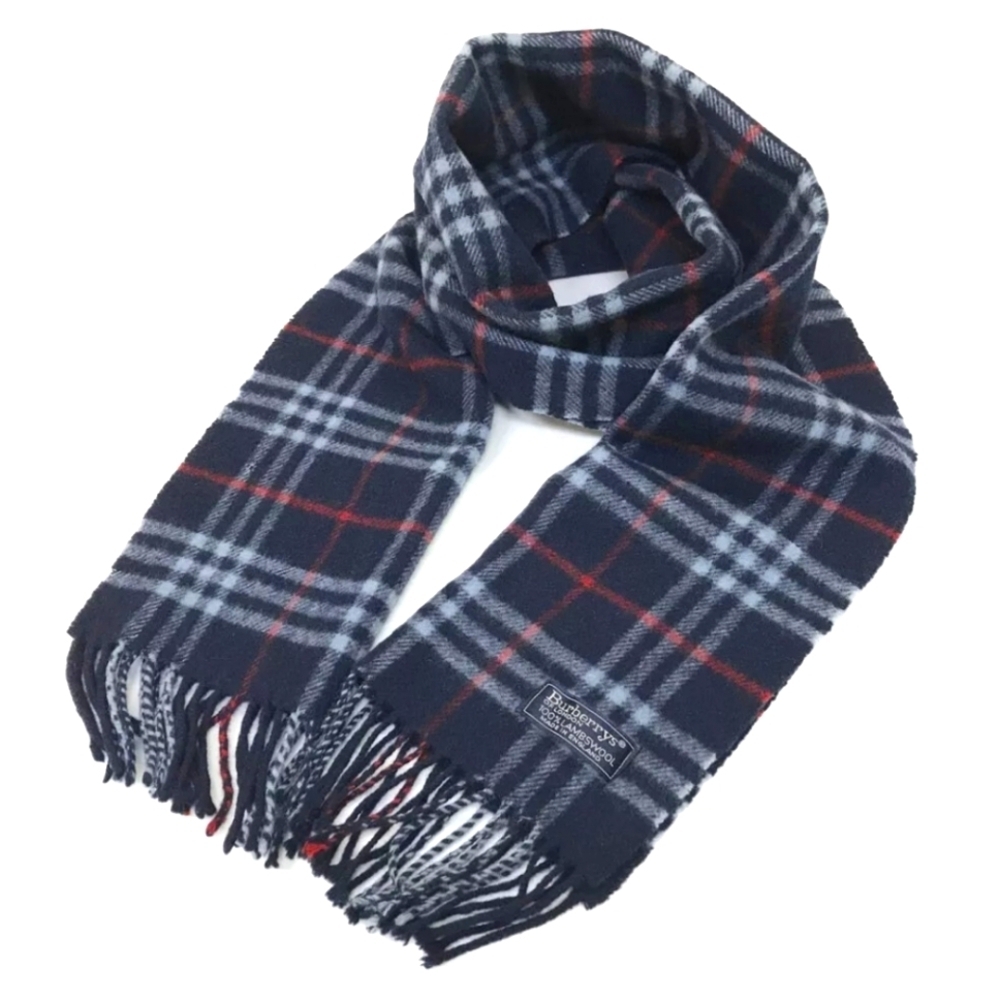 Burberrys Vintage Burberry Check Lambswool 100％ Stole Scarf Multicolor BLUE